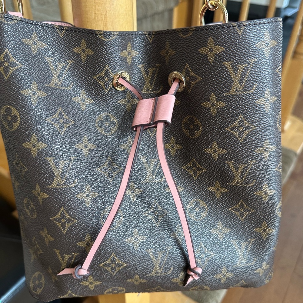 Fashion Pink and Brown Monogram Bucket Bag